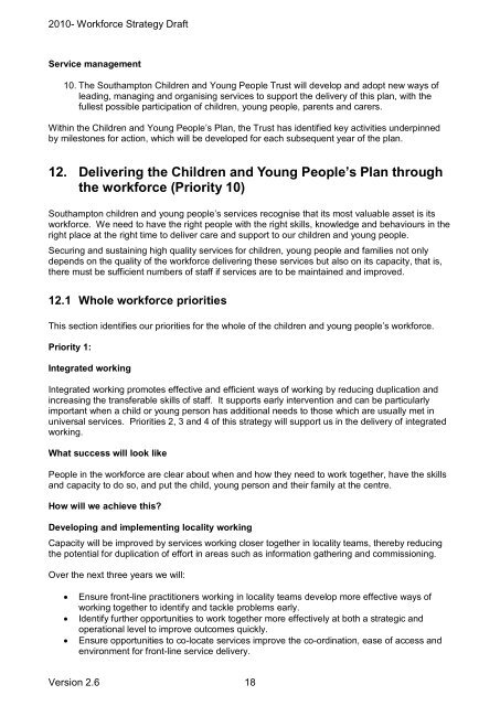 Proposed structure for the Children and Young People's Workforce ...