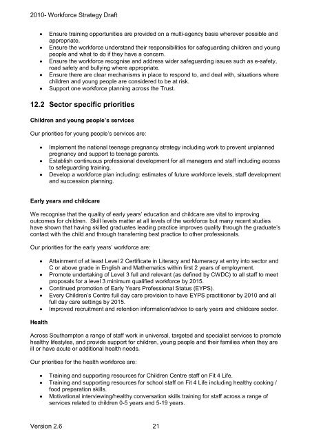 Proposed structure for the Children and Young People's Workforce ...