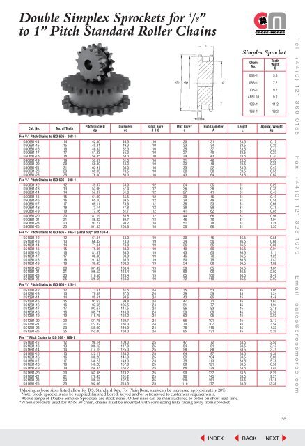 Double Simplex Sprockets PDF Catalogue - Cross & Morse