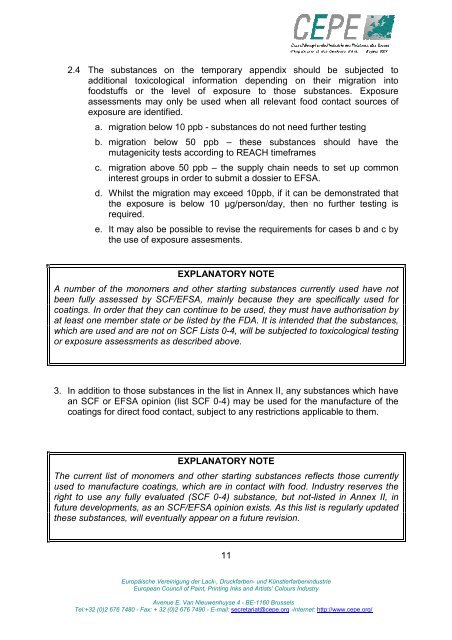 WORKING DOCUMENT - Contact alimentaire