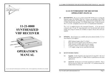 11-21-0000 synthesized vhf receiver operator's manual - Salcom