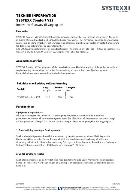 TEKNISK INFORMATION SYSTEXX Comfort V22