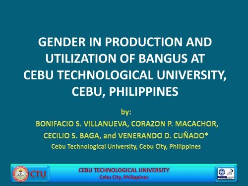 Venerando D. Cunado - GENDER IN AQUACULTURE AND ...