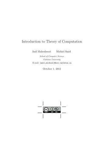 Introduction to Theory of Computation - Carleton University