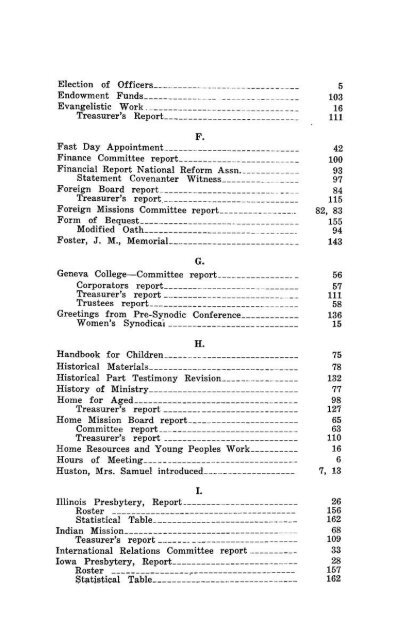 Reformed Presbyterian Minutes of Synod 1929