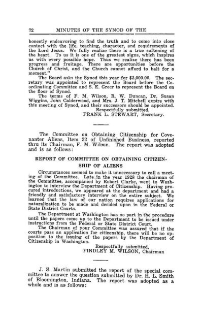 Reformed Presbyterian Minutes of Synod 1929