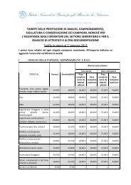 TARIFFE DELLE PRESTAZIONI DI ANALISI ... - Ense