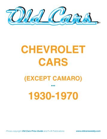 chevrolet cars 1930-1970 - Old Cars Weekly