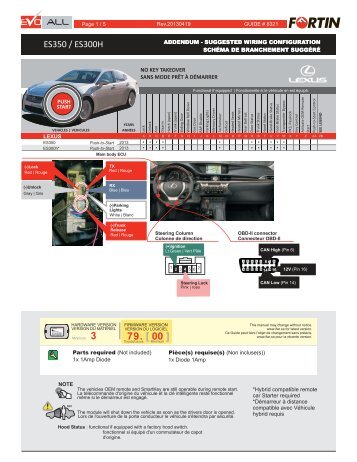 EVO-ALL & Lexus ES350, ES300H - PTS - Fortin Electronic Systems