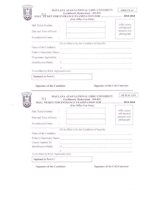 Application Form 2013-14 - Maulana Azad National Urdu University