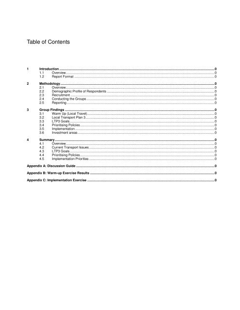 City of Stoke-on-Trent Local Transport Plan 3 Focus Groups