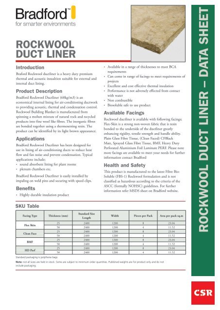 rockwool duct liner - CSR Bradford
