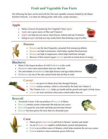 Fruit and Vegetable Fun Facts Apple - Maine Nutrition Network