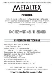 ESPECIFICAÇÕES - Metaltex