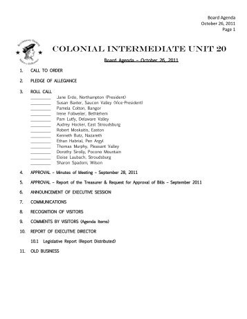 October 26, 2011 - Colonial Intermediate Unit 20