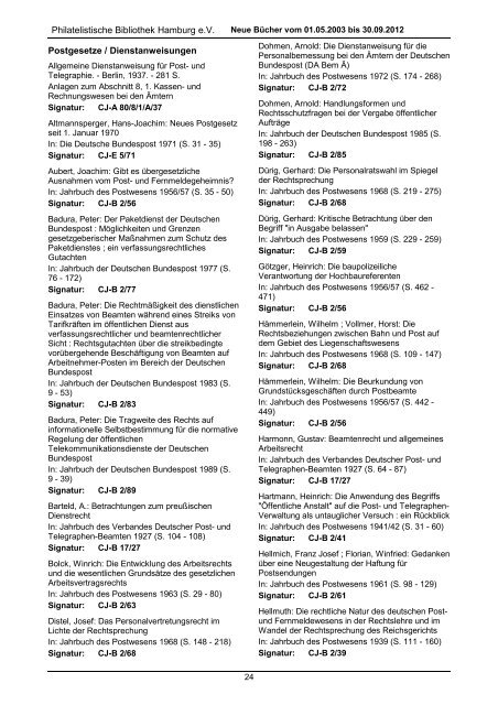 Neuerwerbungen 01.05.2003 - 30.09.2012 (pdf) - Philatelistische ...