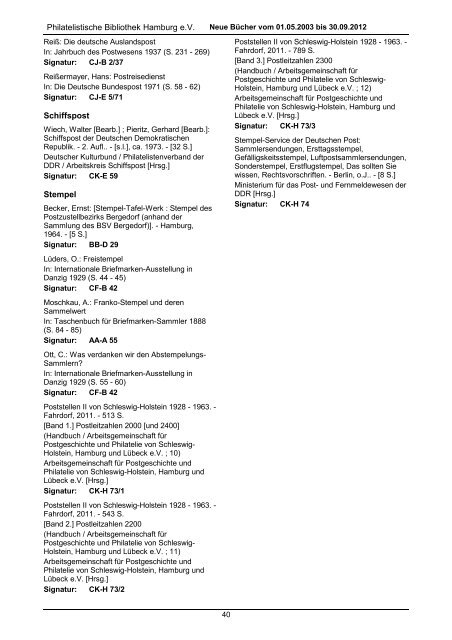 Neuerwerbungen 01.05.2003 - 30.09.2012 (pdf) - Philatelistische ...