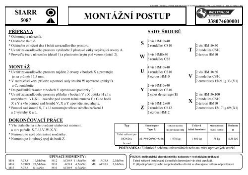 NOTICE DE MONTAGE - Westfalia