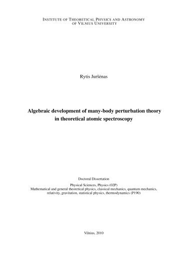 Algebraic development of many-body perturbation theory in ...