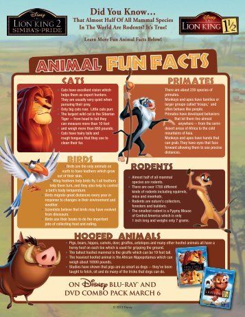 Animal fun facts - Disney Movie Rewards