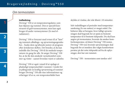 Brugervejledning - Deviregâ¢ 550 termostat