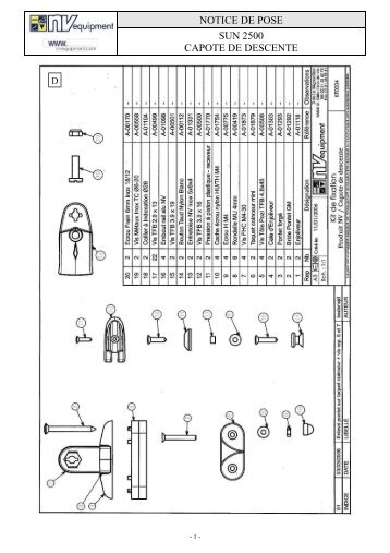 NOTICE DE POSE SUN 2500 CAPOTE DE DESCENTE