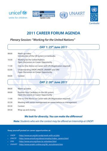 2011 CAREER FORUM AGENDA - United Nations in Cambodia