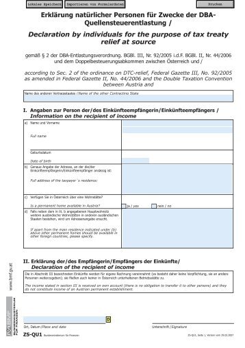 ZS QU1 - Formulare - Bundesministerium fÃ¼r Finanzen