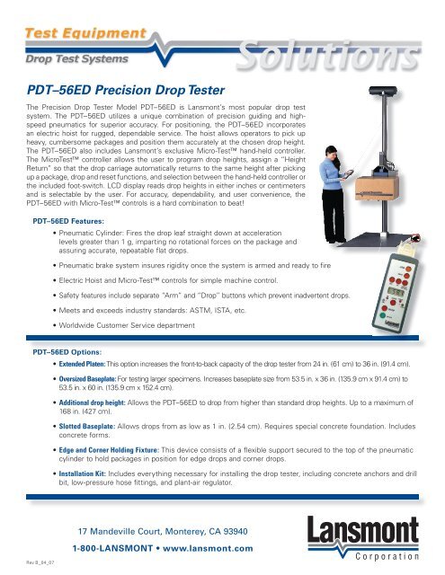 PDTâ56ED Precision Drop Tester - Garello & De Giosa snc