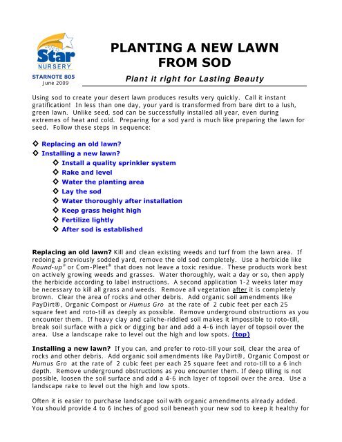 Planting A New Lawn From Sod Star Nursery Planting A New Lawn From Sod Star Nursery
