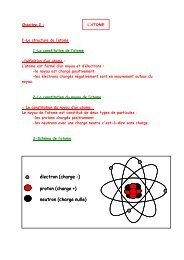 proton (charge +) Ã©lectron (charge -) neutron (charge nulle) proton ...