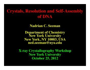 Crystals, resolution and self-assembly - Department of Chemistry ...