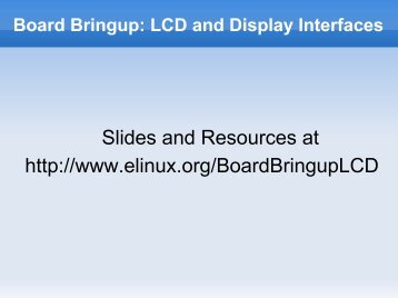 Board Bringup: LCD and Display Interfaces