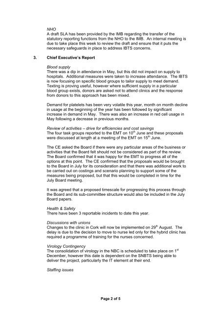 Board Minutes 20th June 2011 - Irish Blood Transfusion Service