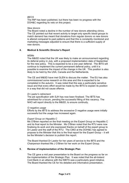 Board Minutes 20th June 2011 - Irish Blood Transfusion Service