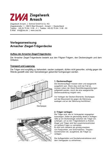 Verlegeanweisung Arnacher Ziegel-Trägerdecke - Ziegelwerk ...