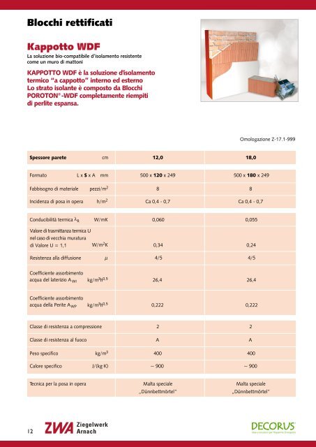 ZWA / Decorus Catalogo  2011 - Ziegelwerk Arnach GmbH & Co. KG