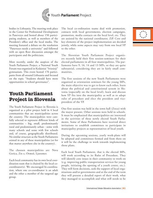 youth parliament project - International Debate Education Association