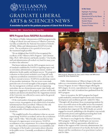 graduate liberal arts & sciences news - Villanova University