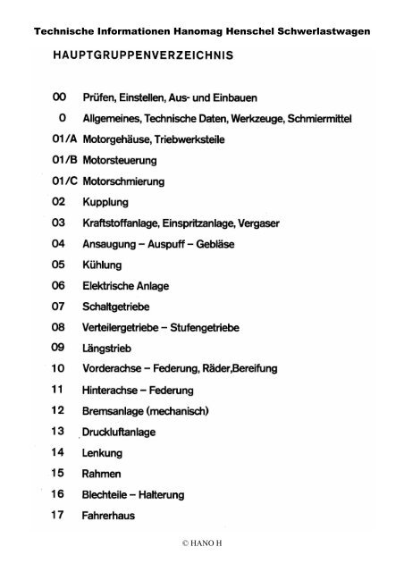 Technische Informationen HHF Schwerlastwagen - Hanomag-LKW ...