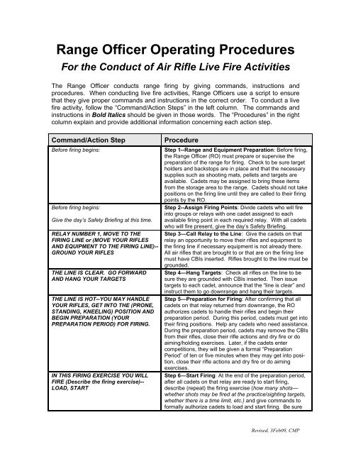 Range Officer Operating Procedures For the Conduct of Air Rifle ...