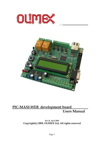 PIC-MAXI-WEB development board Users Manual - Olimex