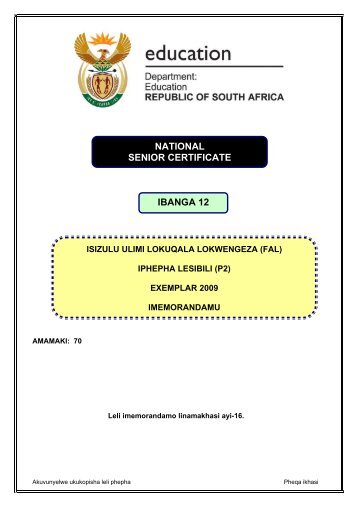 IsiZulu FAL P2 Exemplar 2009 Memo.pdf