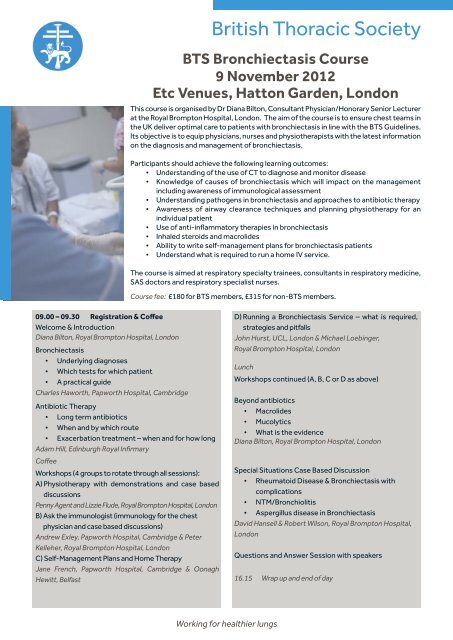 BTS Bronchiectasis Course - Brit Thoracic