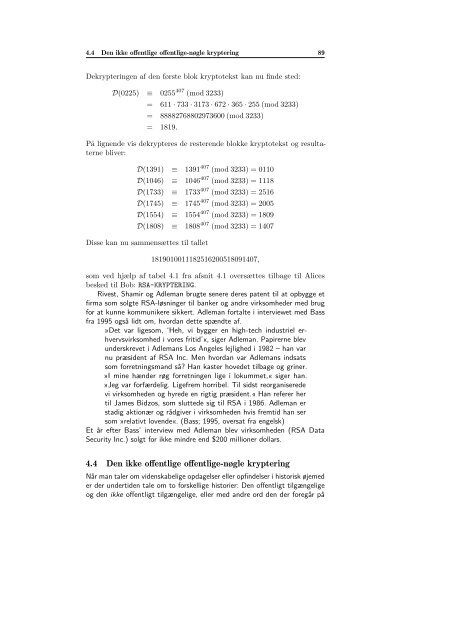 RSA og den heri anvendte matematiks historie - Institut for Natur ...