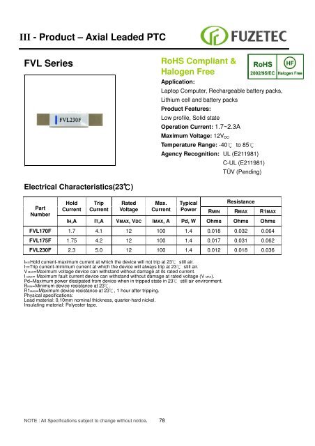 Resettable Fuse ( PPTC) Sales for Europe: - Alpha Therm GmbH