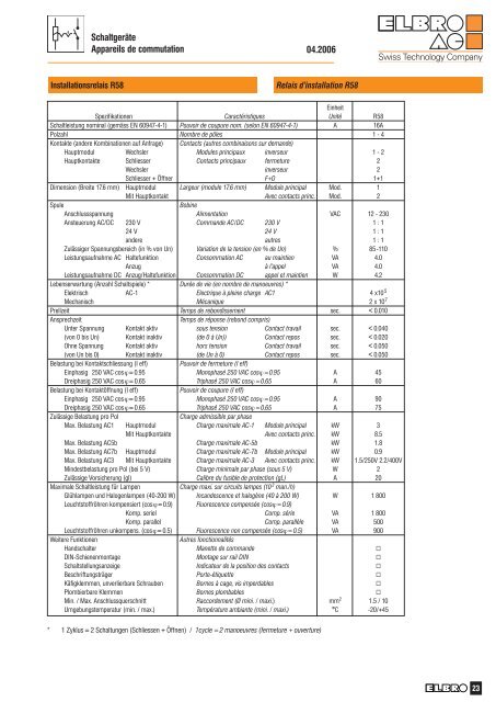 SchaltgerÃ¤te Appareils de commutation - Elbro AG