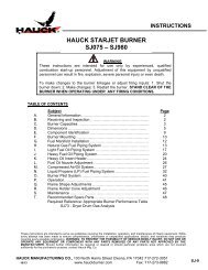 HAUCK STARJET BURNER SJ075 â SJ980 - Hauck Manufacturing