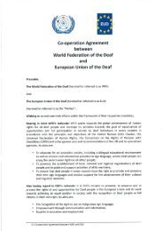 Co-operation Agreement - World Federation of the Deaf
