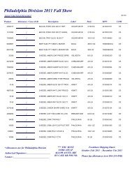 Philadelphia Division 2011 Fall Show - Foodshows
